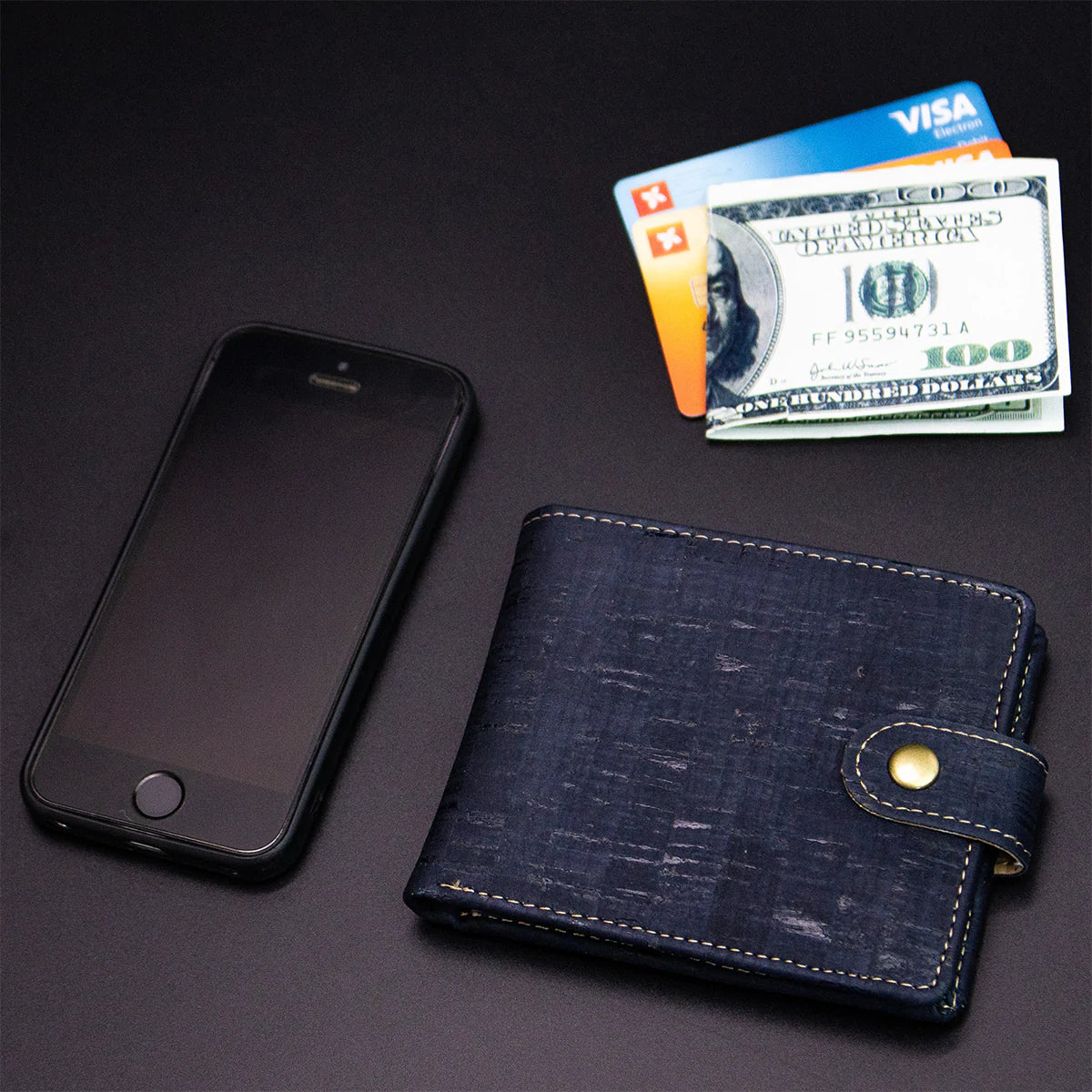 Bifold Wallet w/ Snap Button Closure