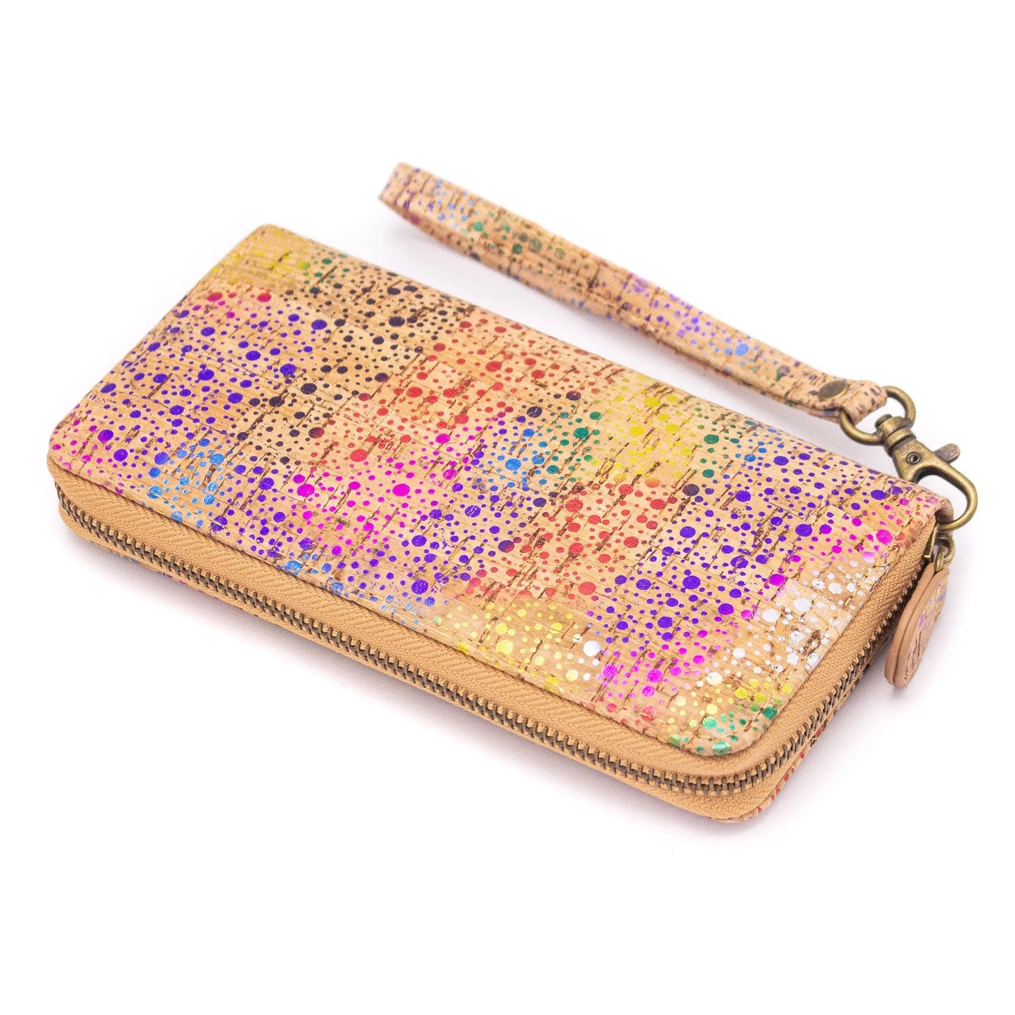 Cork Zippered Wallet with Wrist Strap