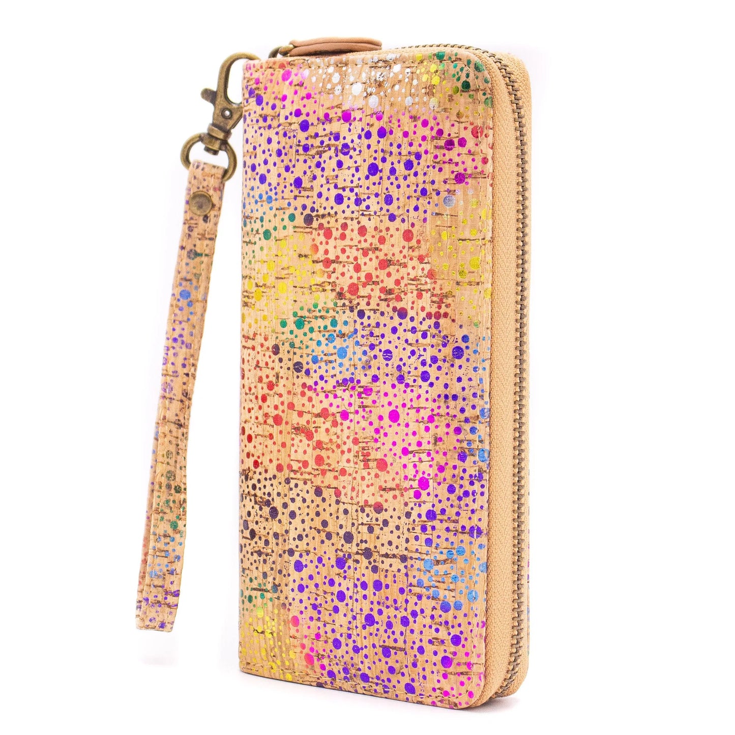 Cork Zippered Wallet with Wrist Strap