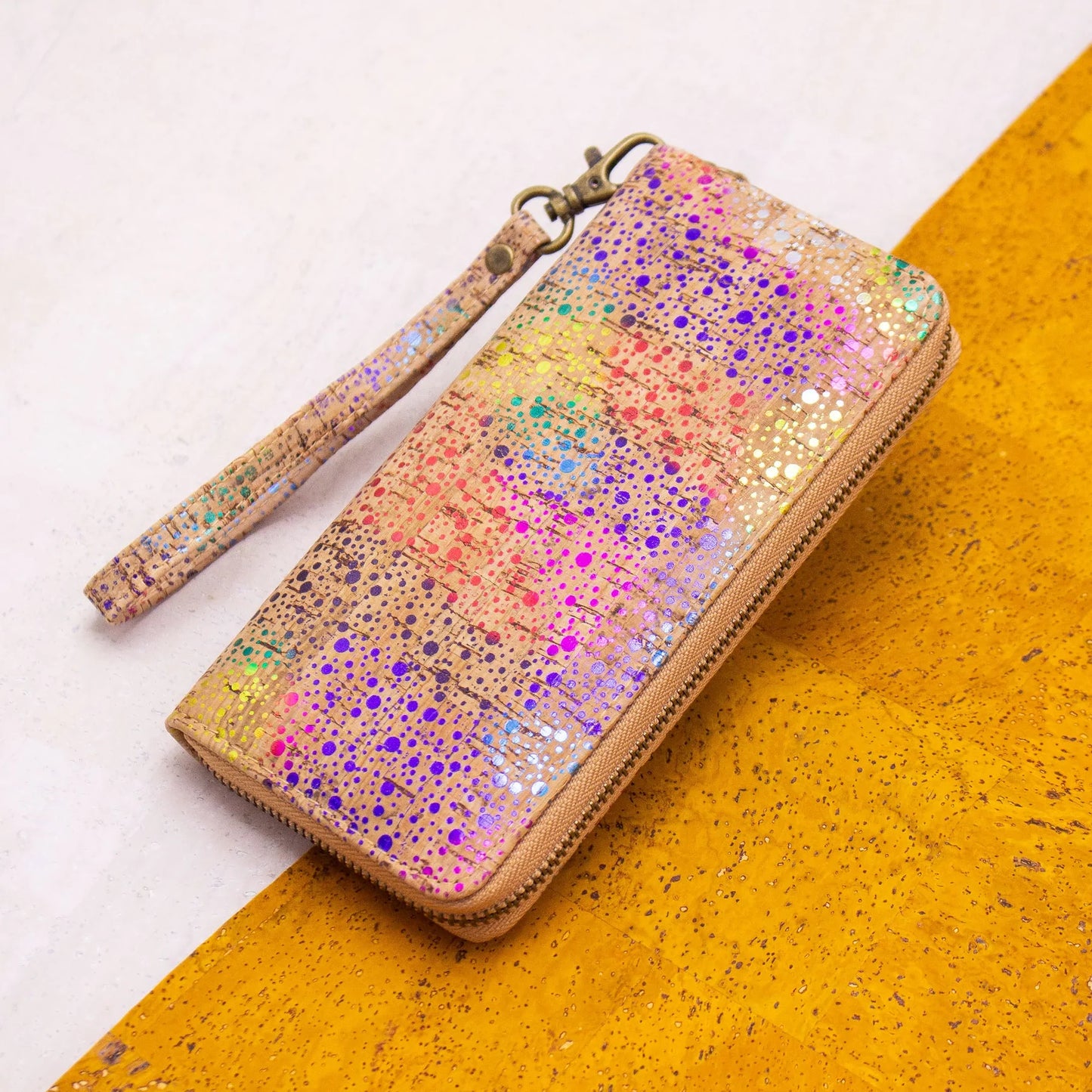 Cork Zippered Wallet with Wrist Strap