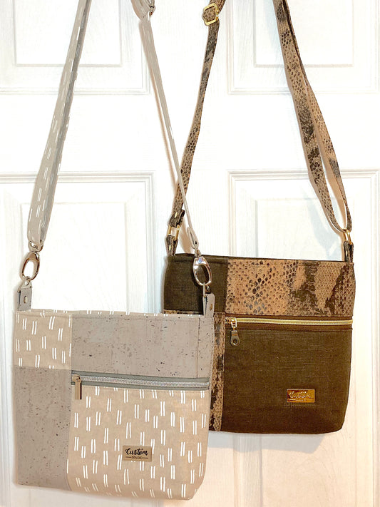 Cork Criss Cross Front Pocket Crossbody Bag