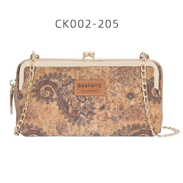 Women's Cork Chain Crossbody Phone Wallet