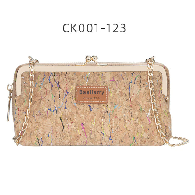 Women's Cork Chain Crossbody Phone Wallet