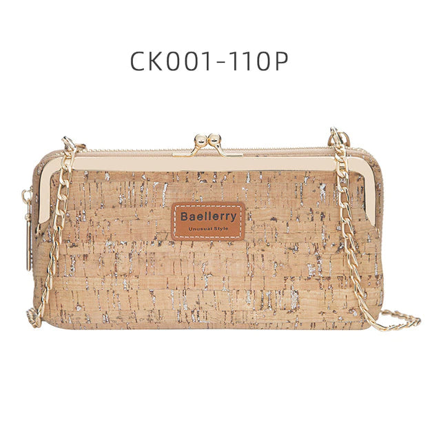 Women's Cork Chain Crossbody Phone Wallet